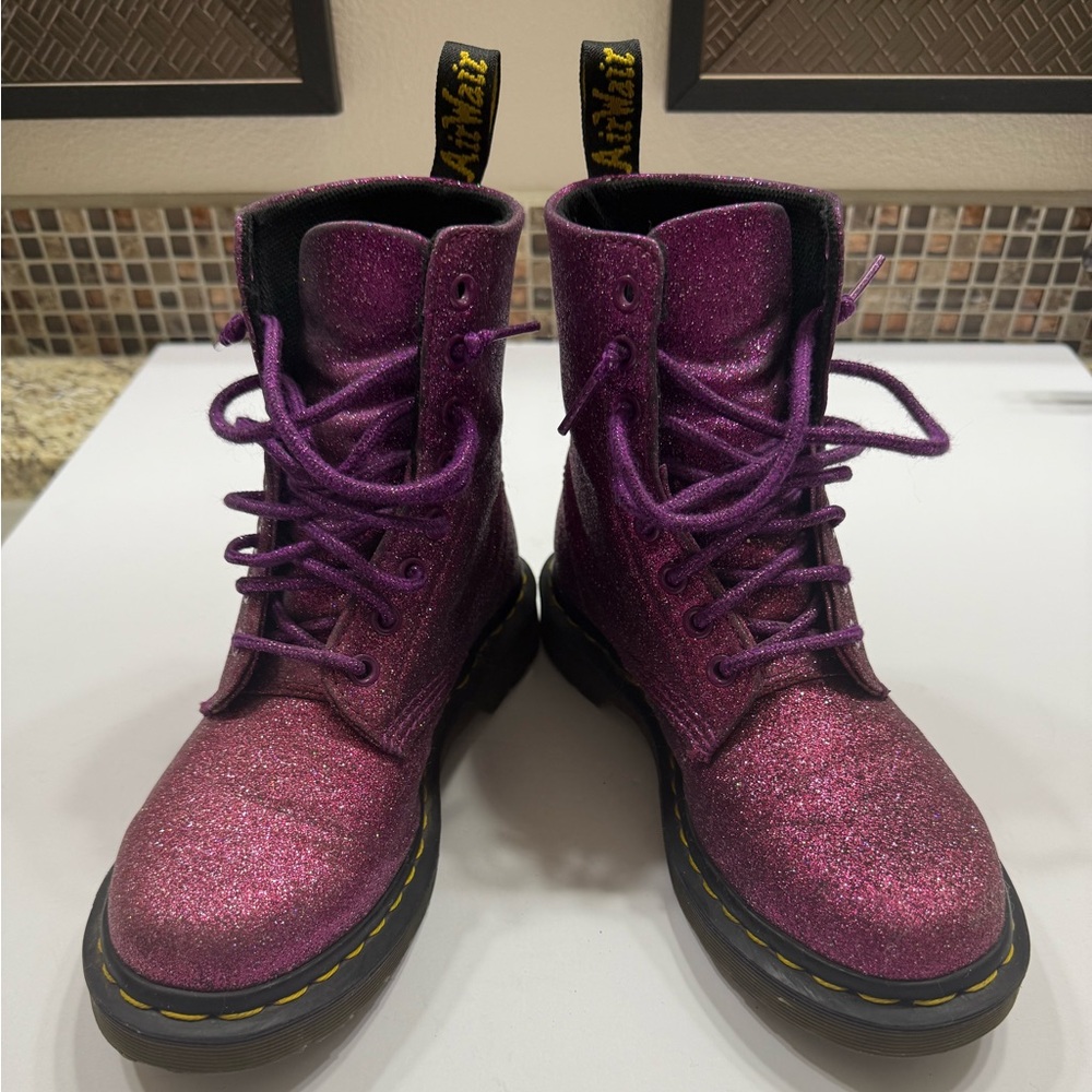 Dr Martens Purple Glitter 1460 Pascal Ankle Boots Women’s 6 Shoes